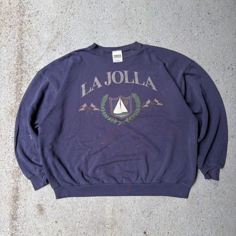 Vintage Tultex La Jolla California Nautical Sweatshirt Navy Blue XL Made in USA